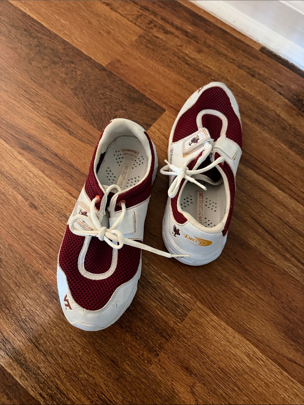 Maroon and White VT Athletic Shoes
